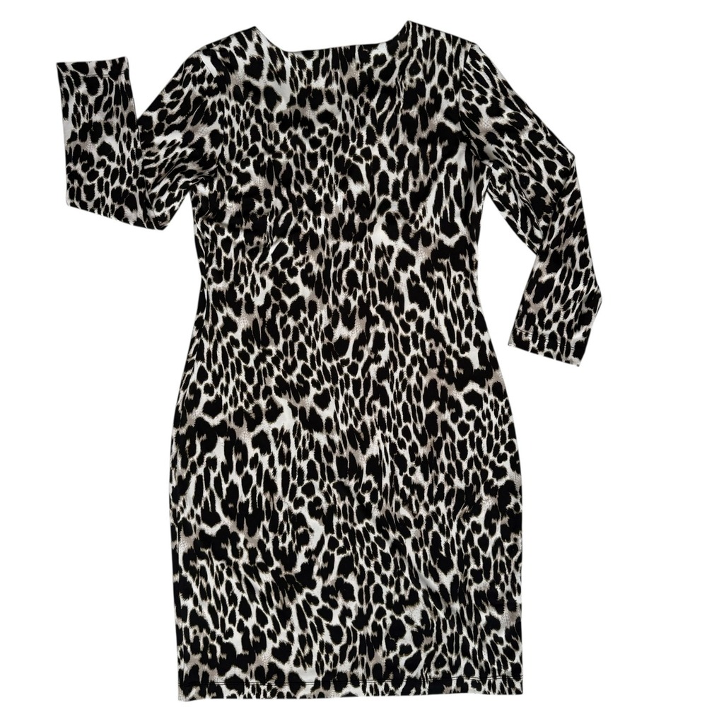 Calvin Klein Womens‎ Leopard Dress Sz 6 Mob Wife Italian Glam Animal Print Money - Picture 15 of 16